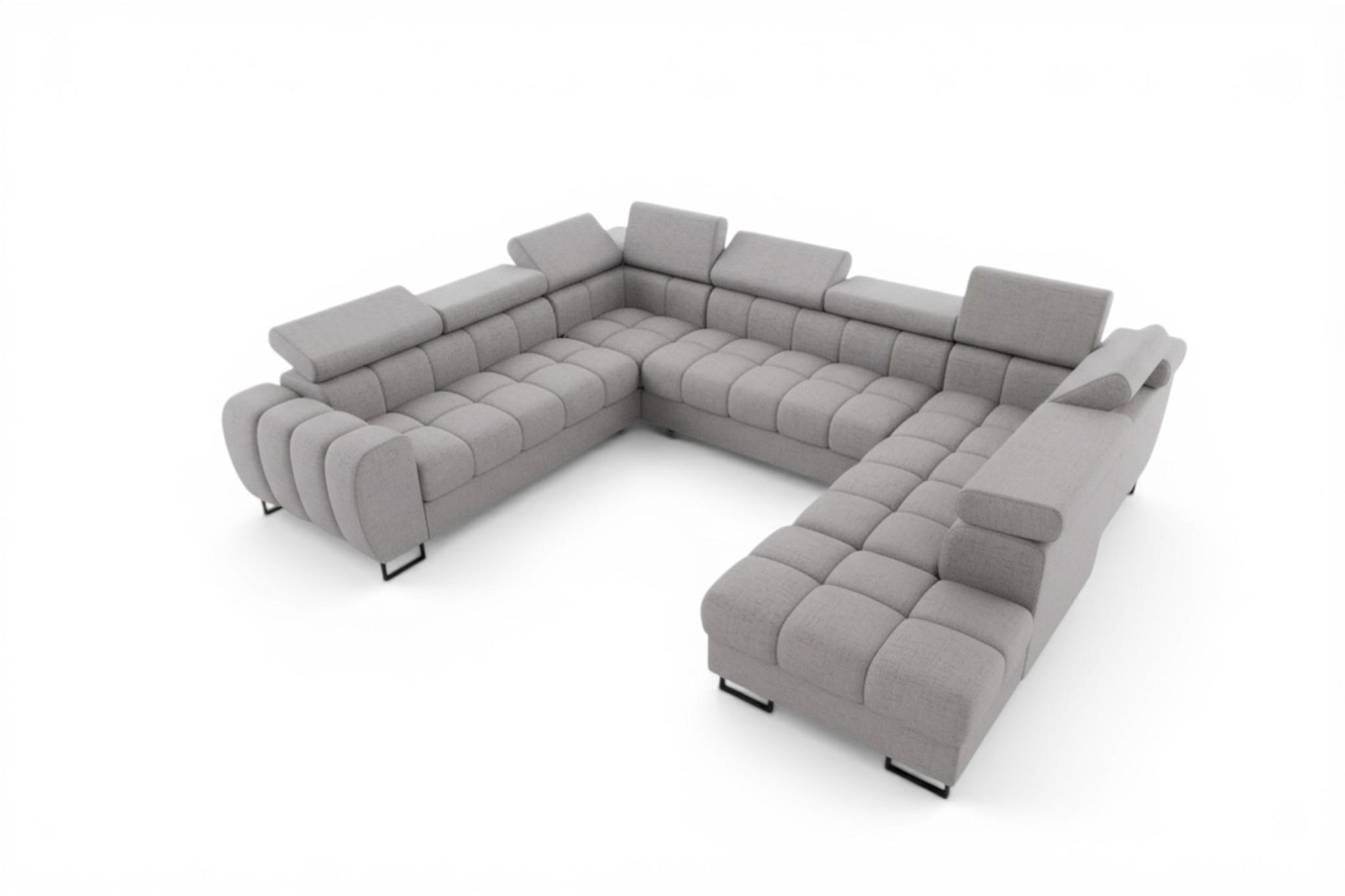 WOHNLANDSCHAFT Bastien Xl - Hellgrau, Holzwerkstoff/Textil (350/95/265cm) - Fun Möbel