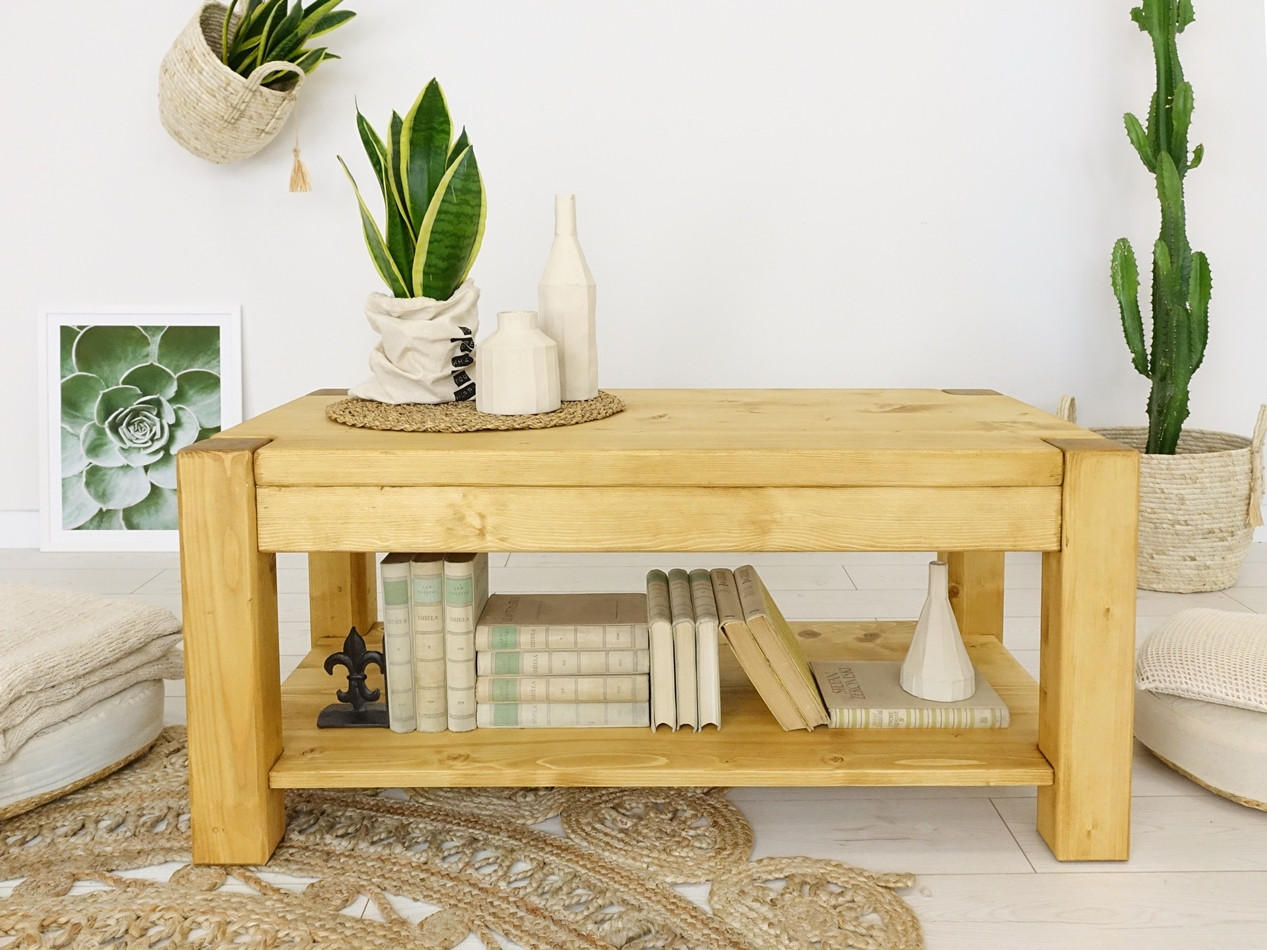 COUCHTISCH aus Massivholz Sara - Honig, Holz (50/100/45cm) - Seart