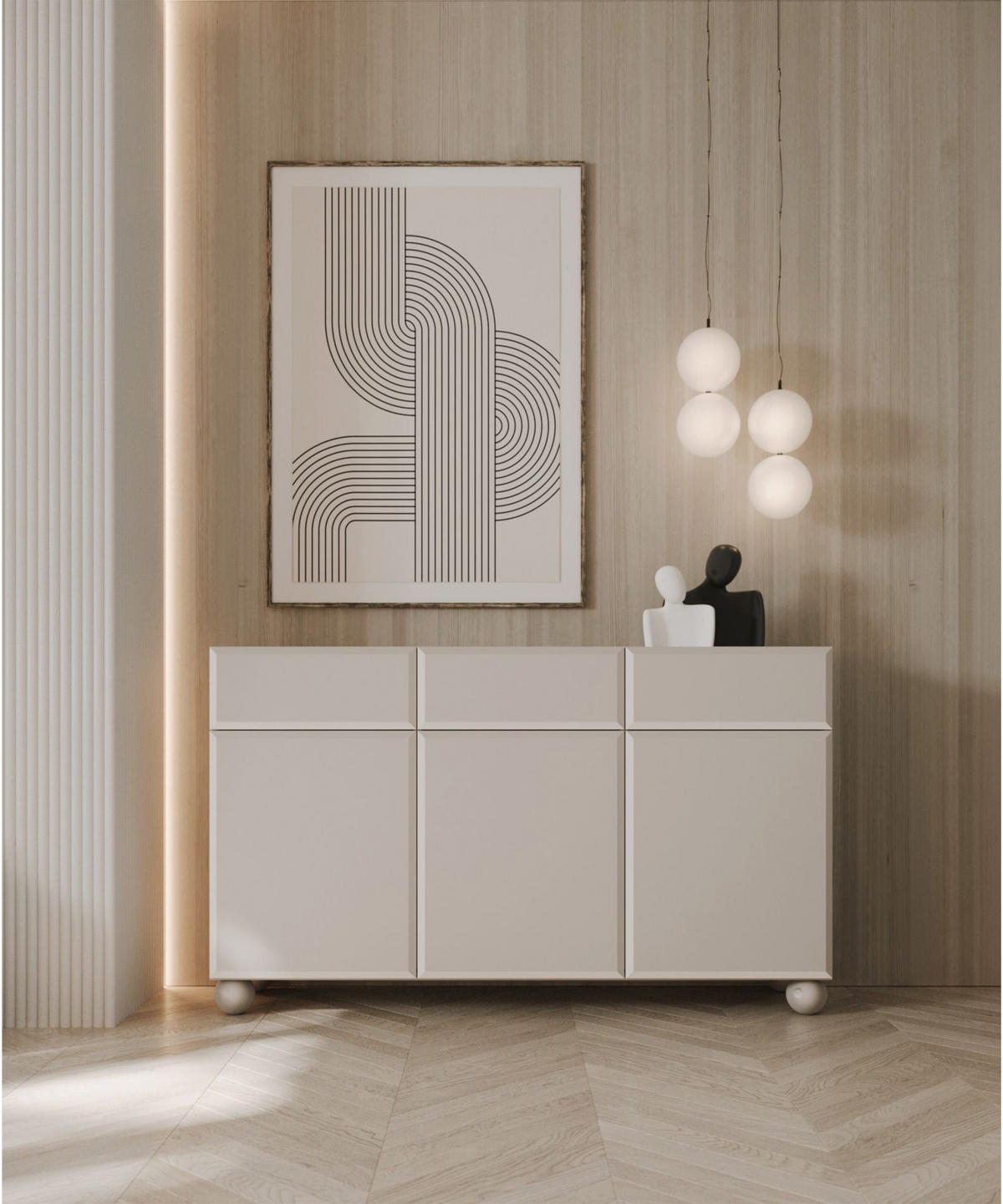 SIDEBOARD Chocolated Beige 150 cm - Beige/Goldfarben, Holz/Holzwerkstoff (150/90.5/39cm) - Selsey
