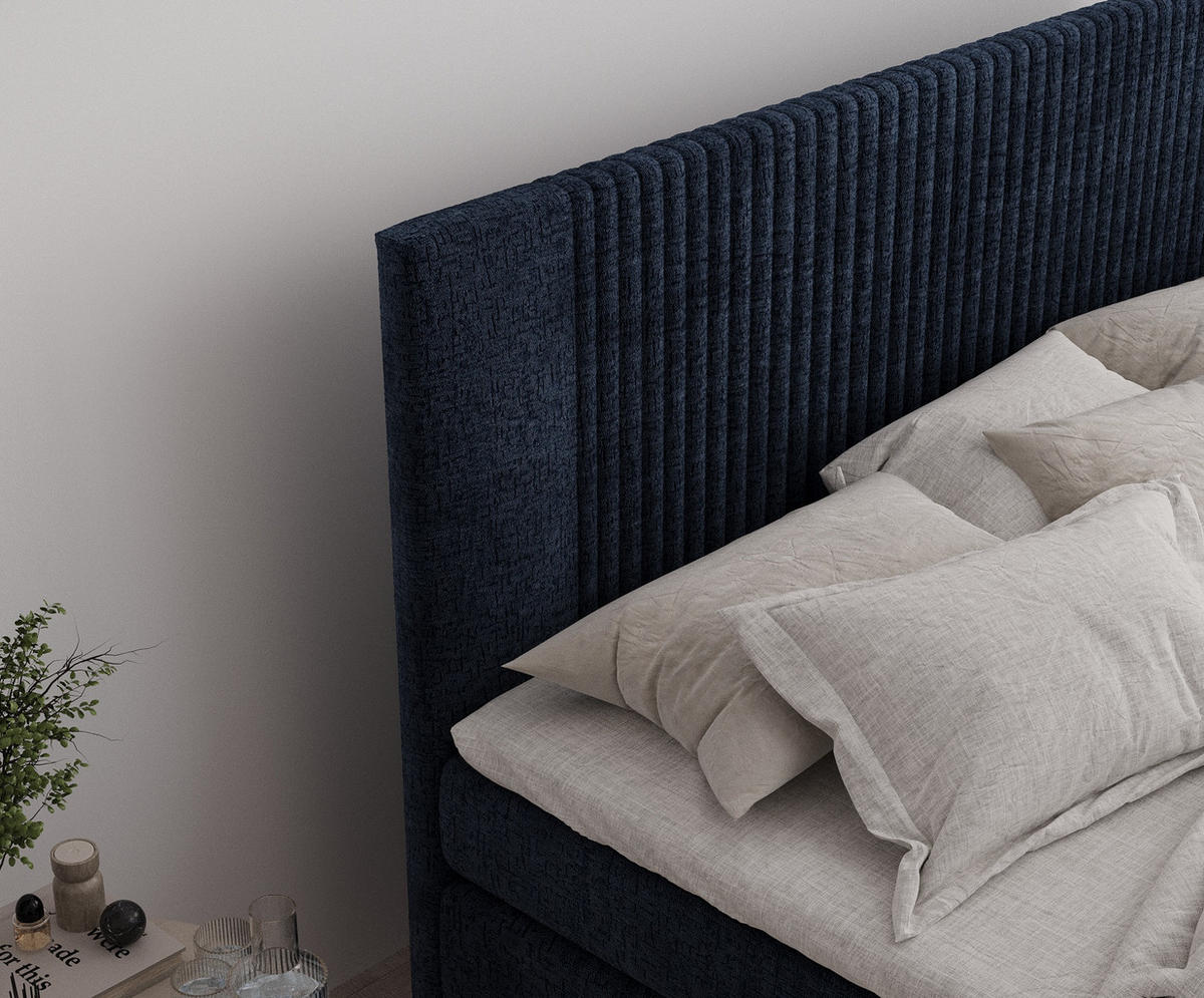BOXSPRINGBETT Bergamo Marineblau 200/200 cm - Schwarz/Dunkelblau, Holz/Holzwerkstoff (200/200cm) - Maison de Reve
