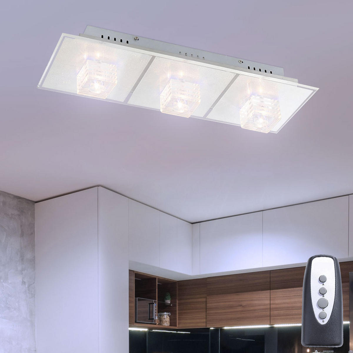 LED DECKENLEUCHTE Metall Silber ARCTIC - Silberfarben, Glas (59.5/20.5/12.5cm) - Globo Lighting