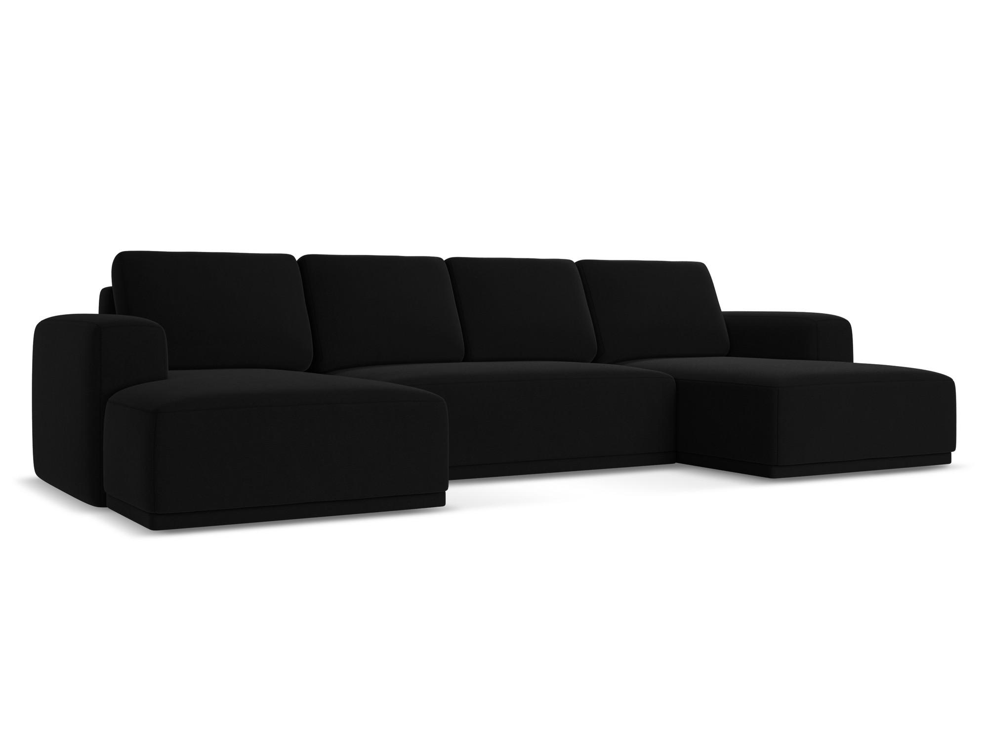 WOHNLANDSCHAFT Samt Stoff Schwarz - Schwarz, Kunststoff/Textil (333/91/160cm) - Makamii