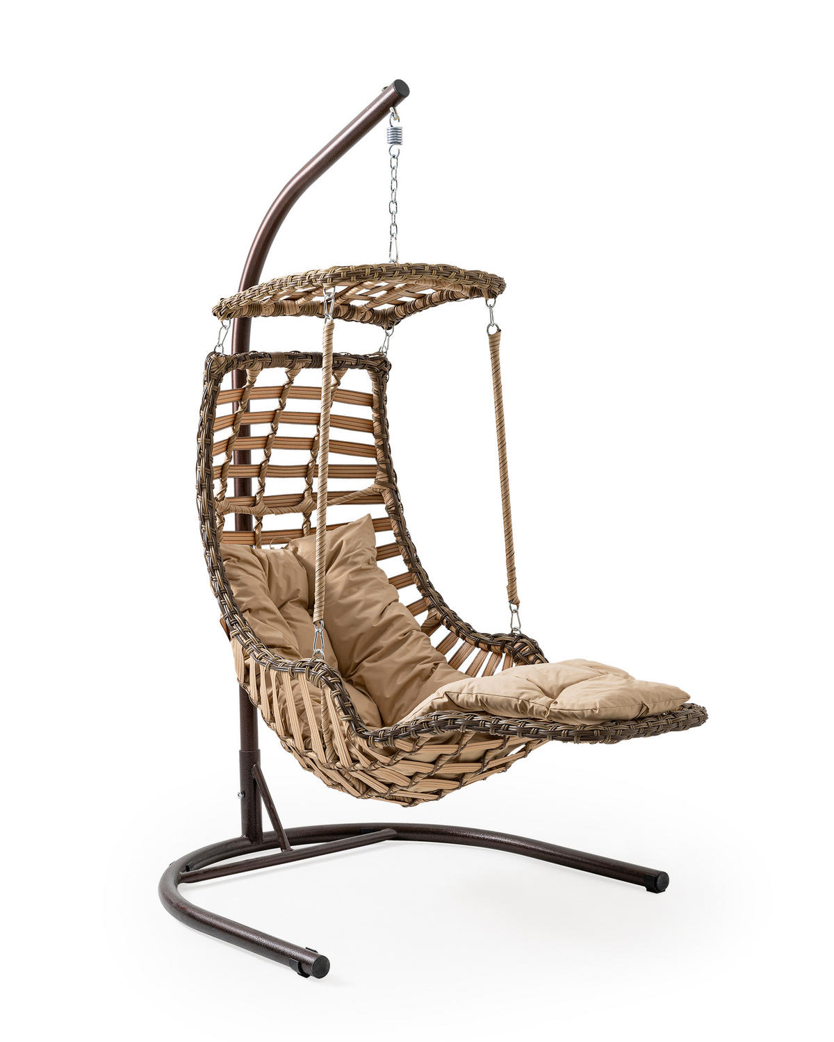 HÄNGESESSEL Gartenschaukel Rattan mit Gestell Hängeschaukel Alaca Hellbraun - Hellbraun, Metall (120/212/106cm) - Gowoll