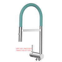 VORFENSTER-KÜCHENARMATUR, Umklappbar 6 CM, Verchromt und Türkis, 2-Strahl-Brause, LINKER HEBEL - Türkis, Metall (21.3/48.2/21.3cm) - VIZIO