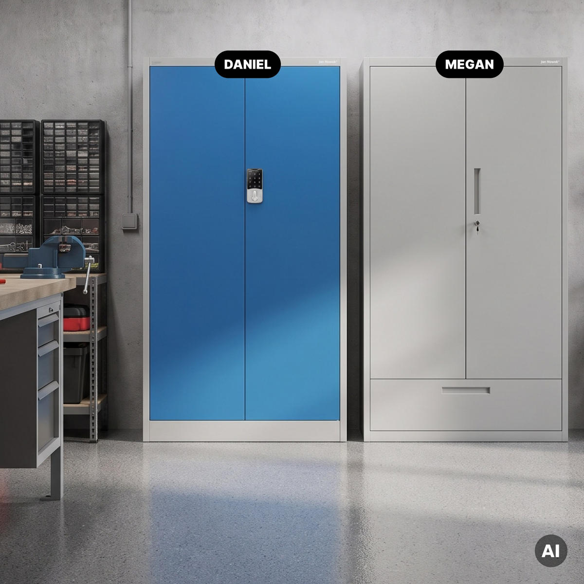 BÜROSCHRANK mit Zahlenschloss DANIEL 185x90x40 cm - Blaugrau, Metall (90/185/40cm) - Jan Nowak