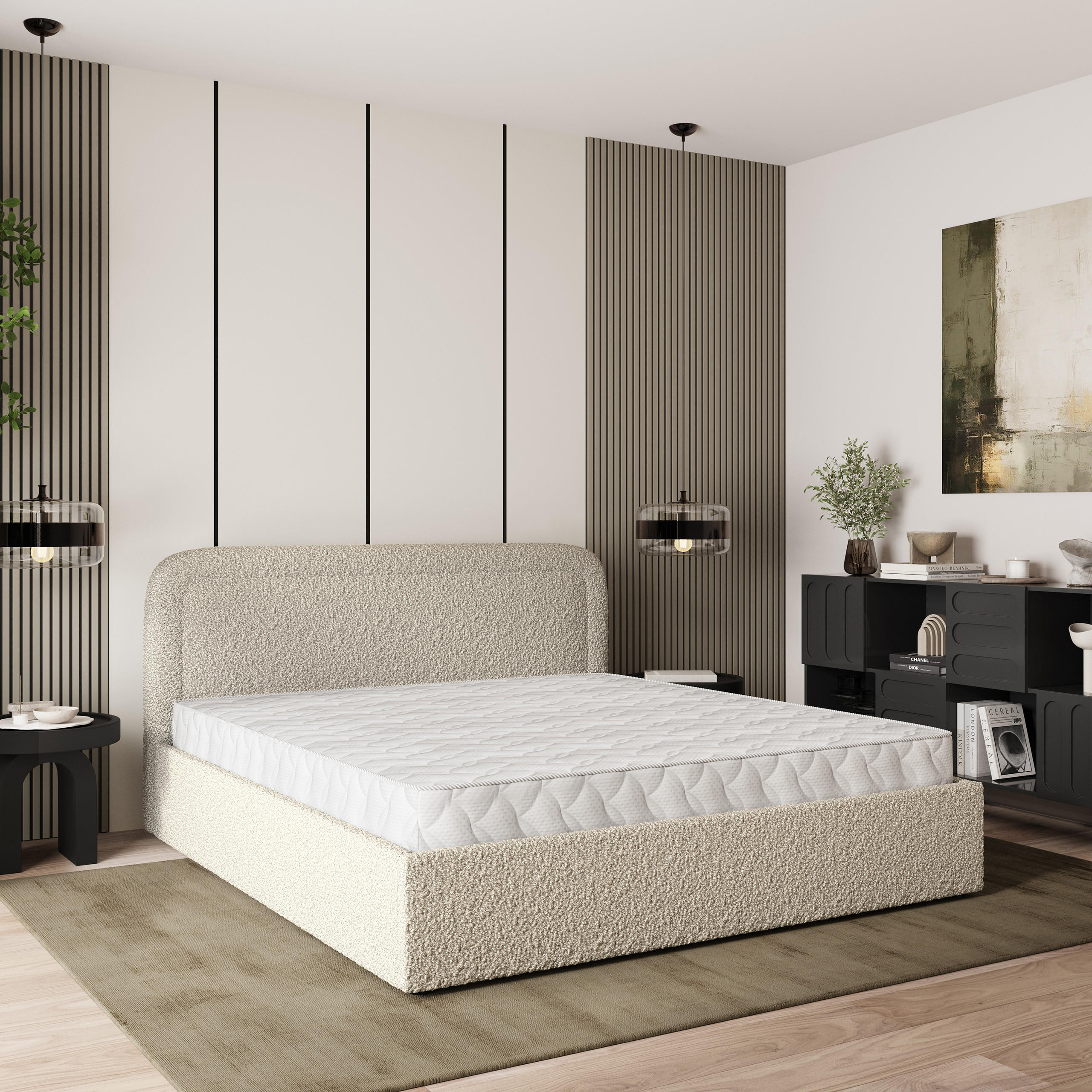 POLSTERBETT BENIRA Q 140x200 cm mit Bettkästen - Beige - Beige, Holz (140/200cm) - MASSENO