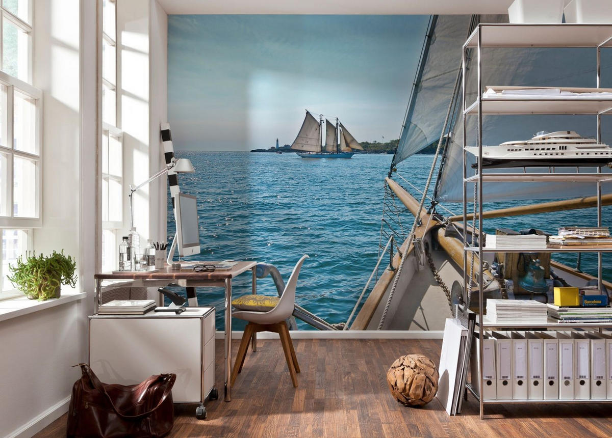 FOTOTAPETE Segeln 368 x 254 cm - Blau, Papier (368/254cm) - Sanders & Sanders