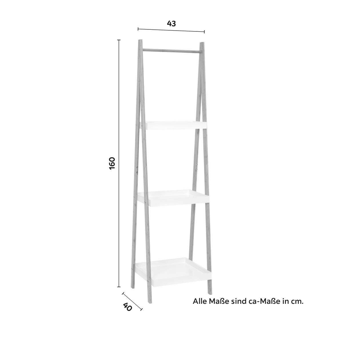 REGAL Mirella Weiß/Naturfarben MDF - Naturfarben, Naturmaterialien (43/160/40cm)