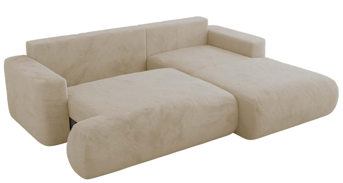 ECKSOFA OVO L Creme Plüsch - Rechts Seite - Creme/Schwarz, Kunststoff/Textil (195/271cm) - MKS
