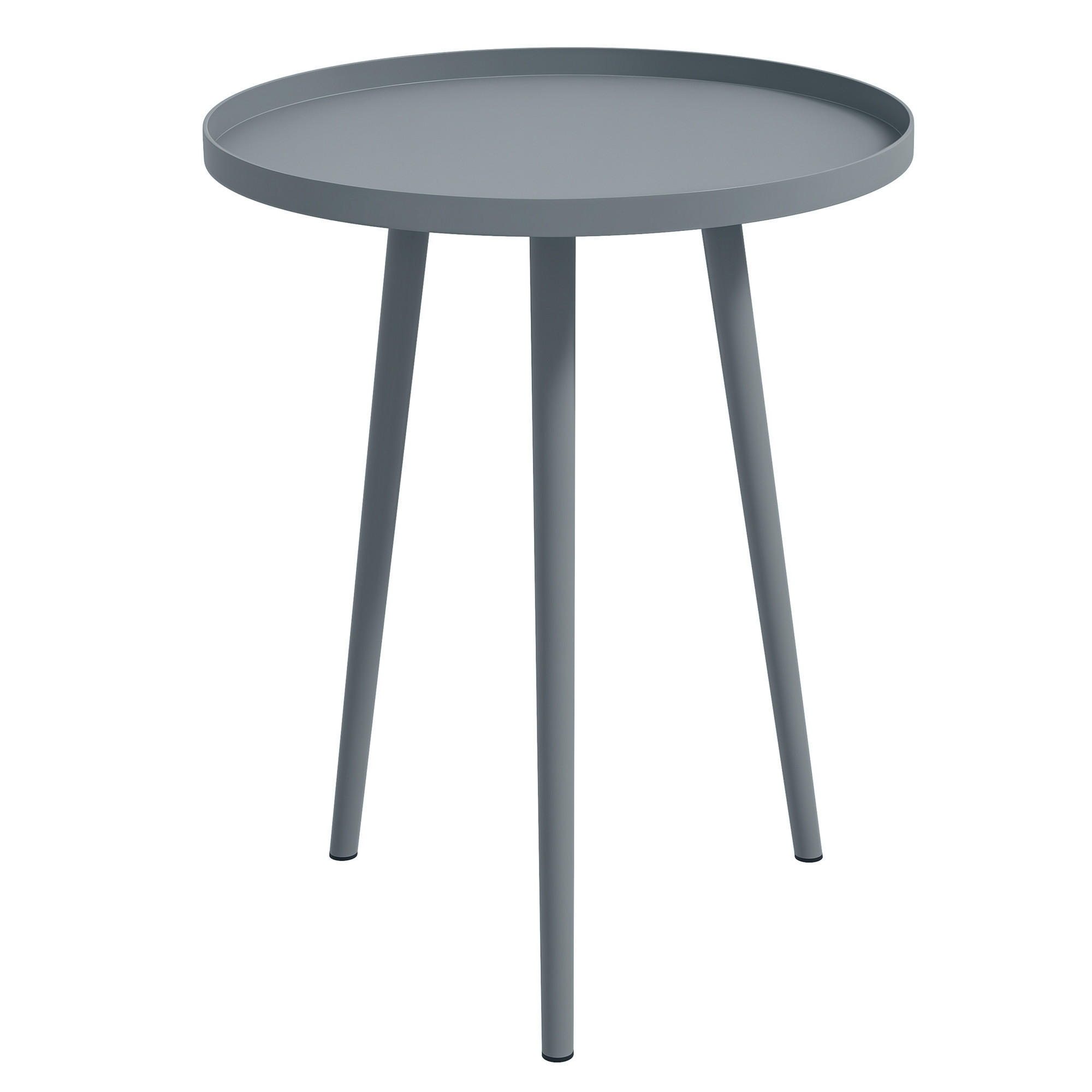 BEISTELLTISCH DE-07335 mit Rand aus Stahl Grau - Grau, Metall (40/40/50cm) - ComfortXL