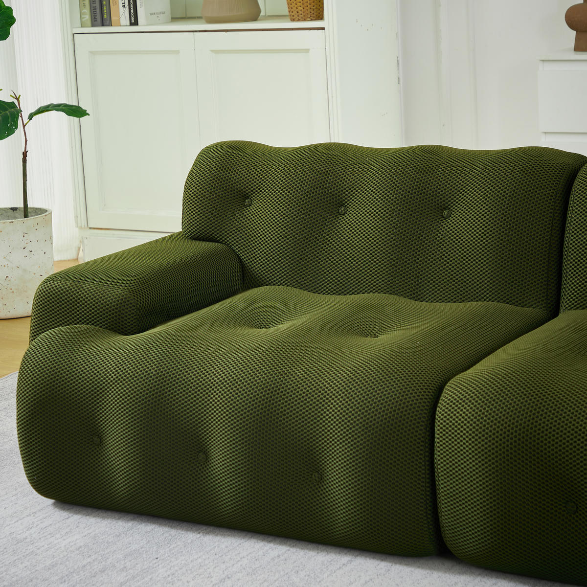 2-SITZER SOFA Grün mit Knopfverzierung und Armlehnen - Dunkelgrün, Textil (224/66/104cm) - WISHDOR