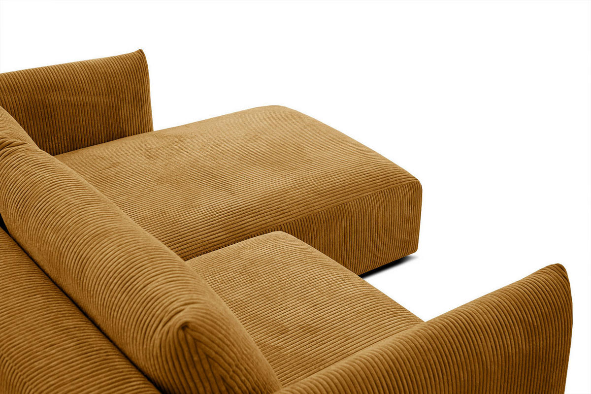 ECKSOFA TAUER 3-Sitzer, honig - Schwarz/Honig, Holzwerkstoff/Kunststoff (206/173cm) - Courtois Laville