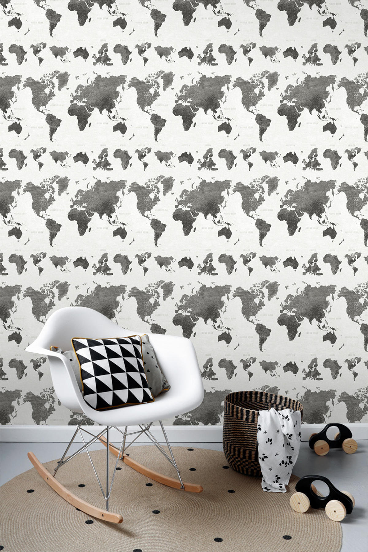 TAPETE vintage Weltkarten 53 cm x 10.05 m - Grau, Papier (53/1000cm) - ESTAhome