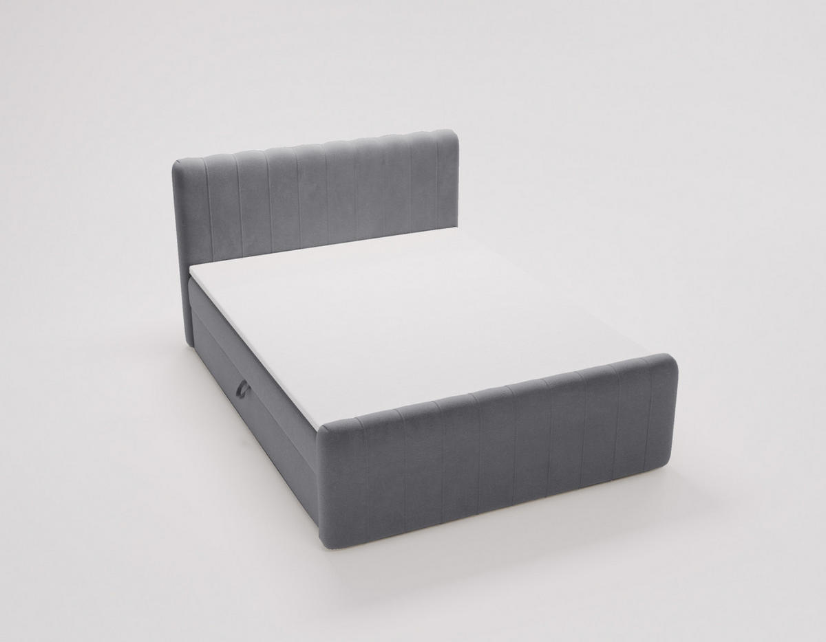 BOXBETT OSLO mit Bettkasten Stoff Komodo Grau 140x200 cm - Grau, Holz (140/200cm) - Kaiser Möbel