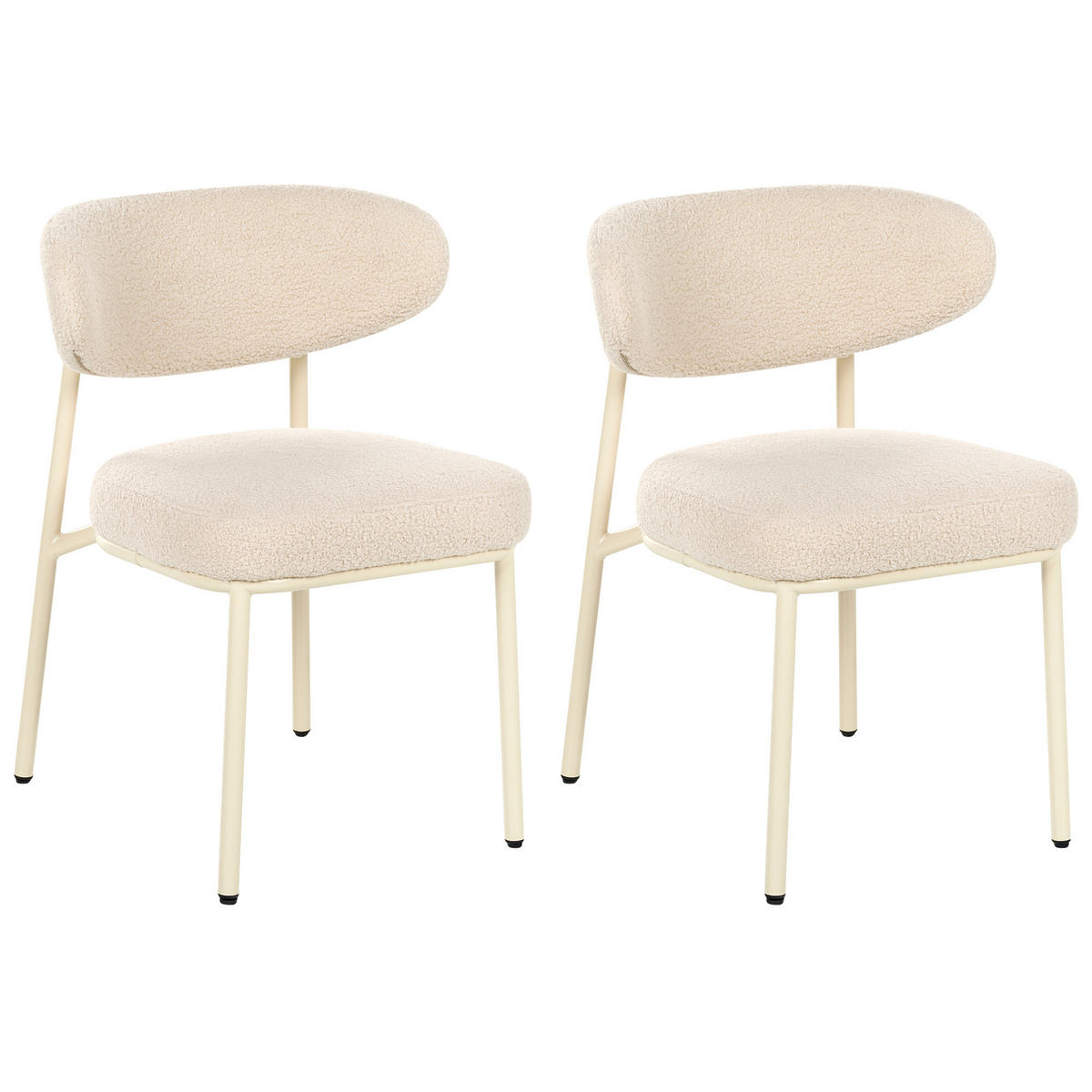 ESSZIMMERSTUHL 2er-Set Bouclé Hellbeige Unity - Beige, Textil (56/78/57cm) - Beliani