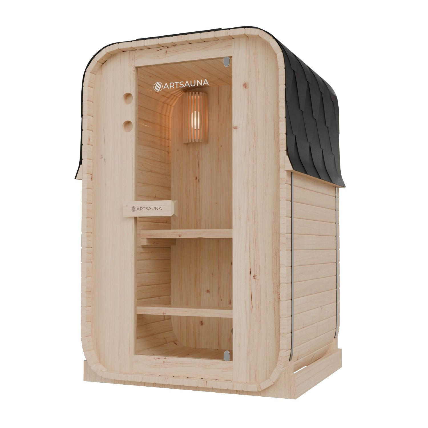 FASSSAUNA Nolvik S inkl. Zubehör-Set - Naturfarben, Holz (128/194/120cm) - Artsauna