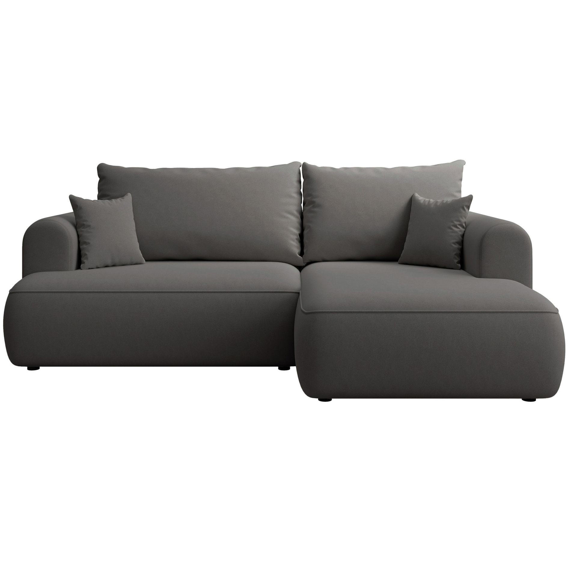 ECKSCHLAFSOFA Ovo Mini Dunkelgrau Easy-Clean-Samtbezug - Dunkelgrau/Schwarz, Kunststoff/Textil (238/156cm) - Selsey