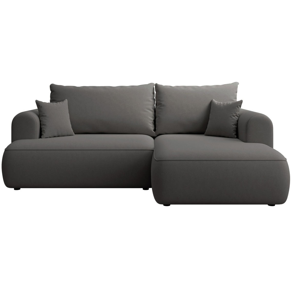 ECKSCHLAFSOFA Ovo Mini Dunkelgrau Easy-Clean-Samtbezug - Dunkelgrau/Schwarz, Kunststoff/Textil (156/238cm) - Selsey