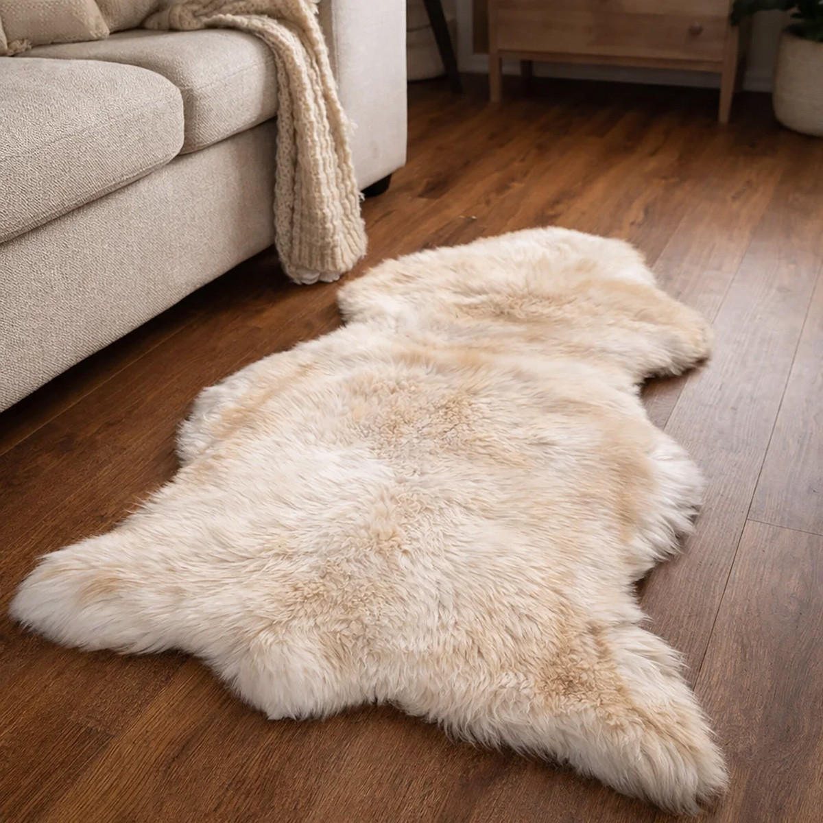 FELL Öko Lammfell Schaffell Natur Geflammt ca. 125 cm - Hellbraun/Beige, Fell (70/125cm) - Provellus