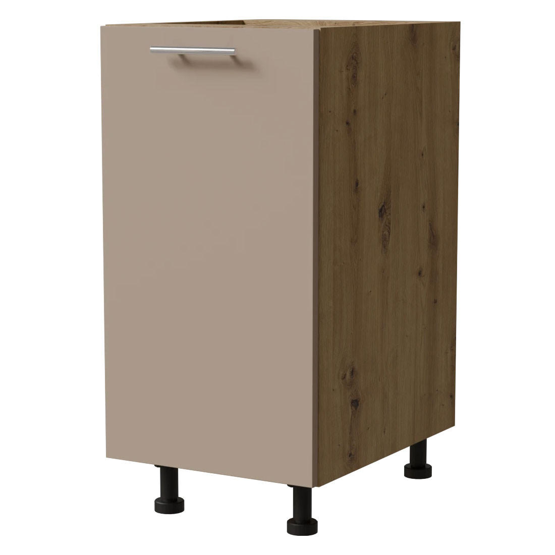 KÜCHENUNTERSCHRANK Brerra D1D/40/kargo RAL 1016 graubeige Matt / Eiche Artisan 40 / 50 / 82 cm - Graubraun/Eiche Artisan, Holz/Holzwerkstoff (40/82/50cm) - Feldmann-Wohnen