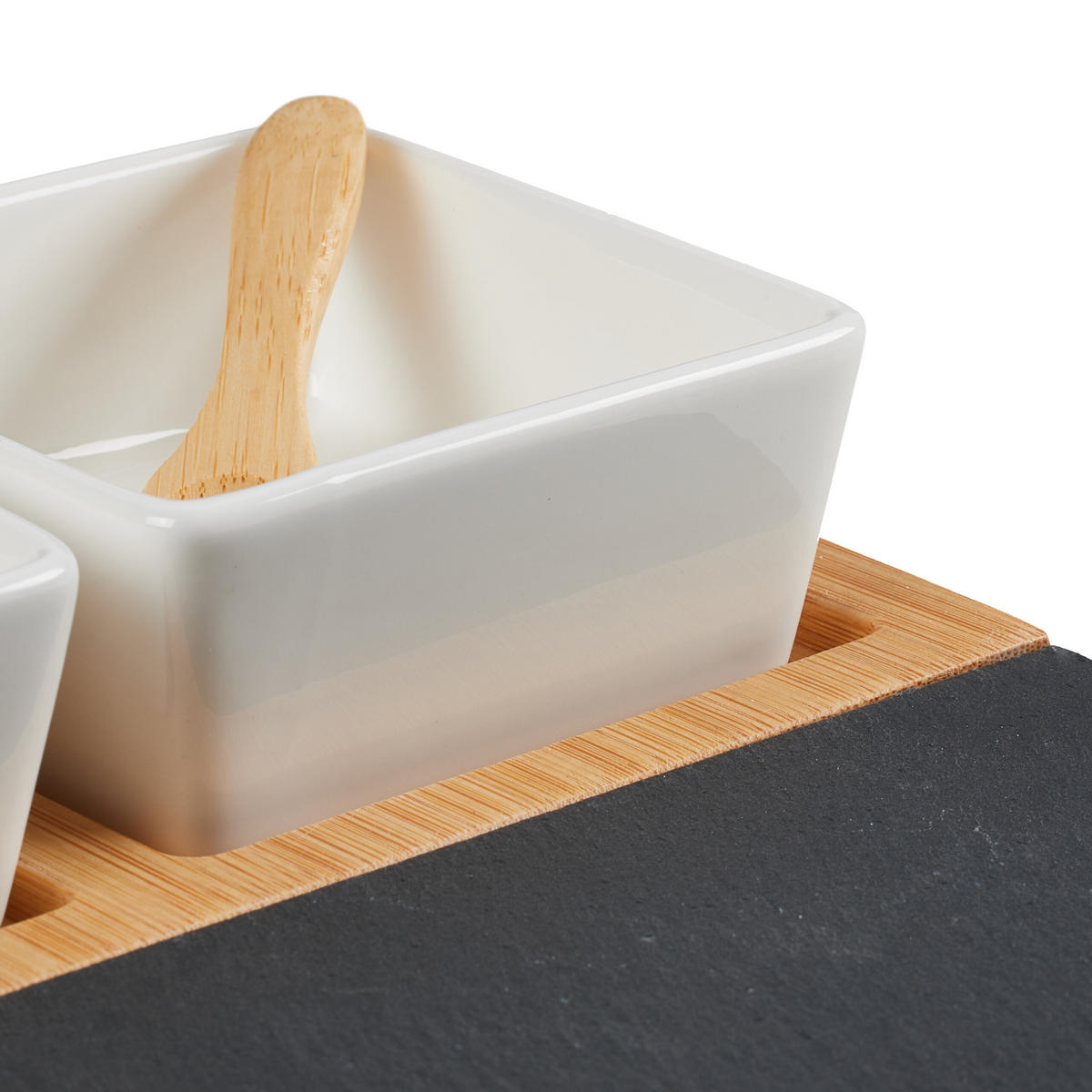 8-TLG.SERVIER-SET - Multicolor, Holz/Keramik (28/4.5/22cm) - Relaxdays