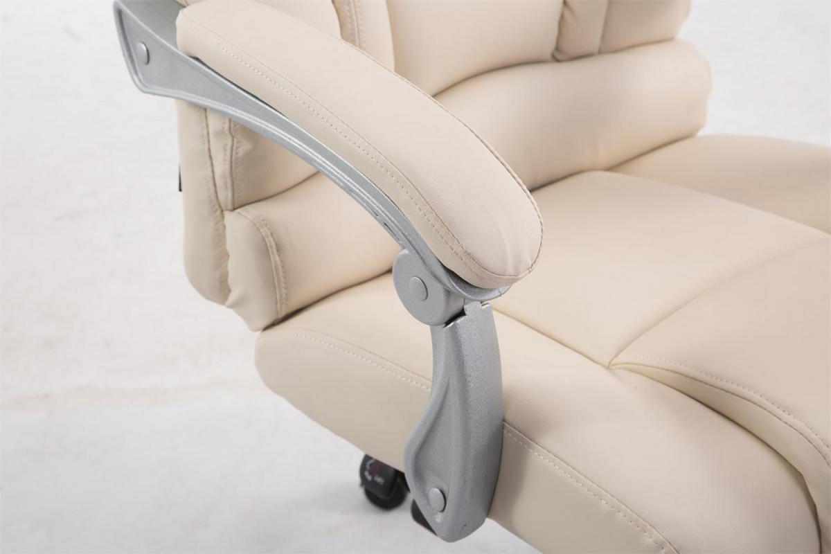 CHEFSESSEL Lederlook creme - Chromfarben/Creme, Textil/Metall (68/118/64cm) - CLP