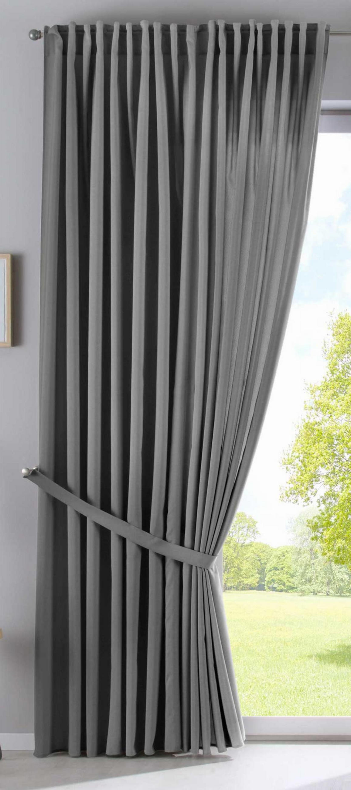SCHLAUFENGARDINE »Jena« HxB 145x140 cm Grau - Grau, Textil (140/145cm) - Gardinenbox