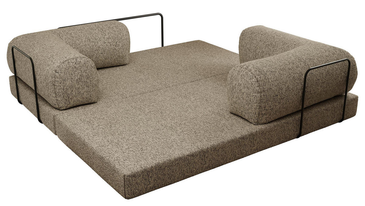 TROJMIESTNA POHOVKA ORSETTO - Taupe Štruktúrovaná látka - čierna/taupe, kov/textil (200/70/100cm) - MKS