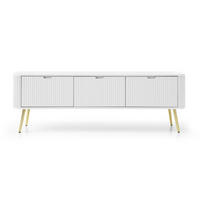 TV stolík Zova biely so zlatými nohami 168/56/39 cm - biela/zlatá, kov/kompozitné drevo (168/56/39cm) - Selsey