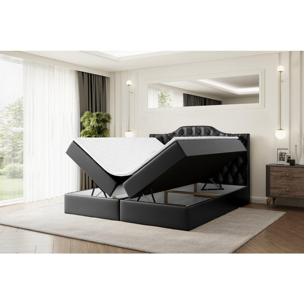 Thumbnail - Altdecor Boxbett, Schwarz Hochglanz, Holzwerkstoff, Höhe ca. 20 cm, 180x200 cm, Schlafzimmer, Betten, Boxspringbetten