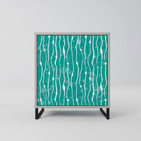 SIDEBOARD TURQUOISE RAIN, Grau, 57,5x42x67,5 cm, Schwarze Metall-Rahmenfüße - Multicolor/Schwarz, Holzwerkstoff/Metall (57.5/67.5/42cm) - SpaceRebels