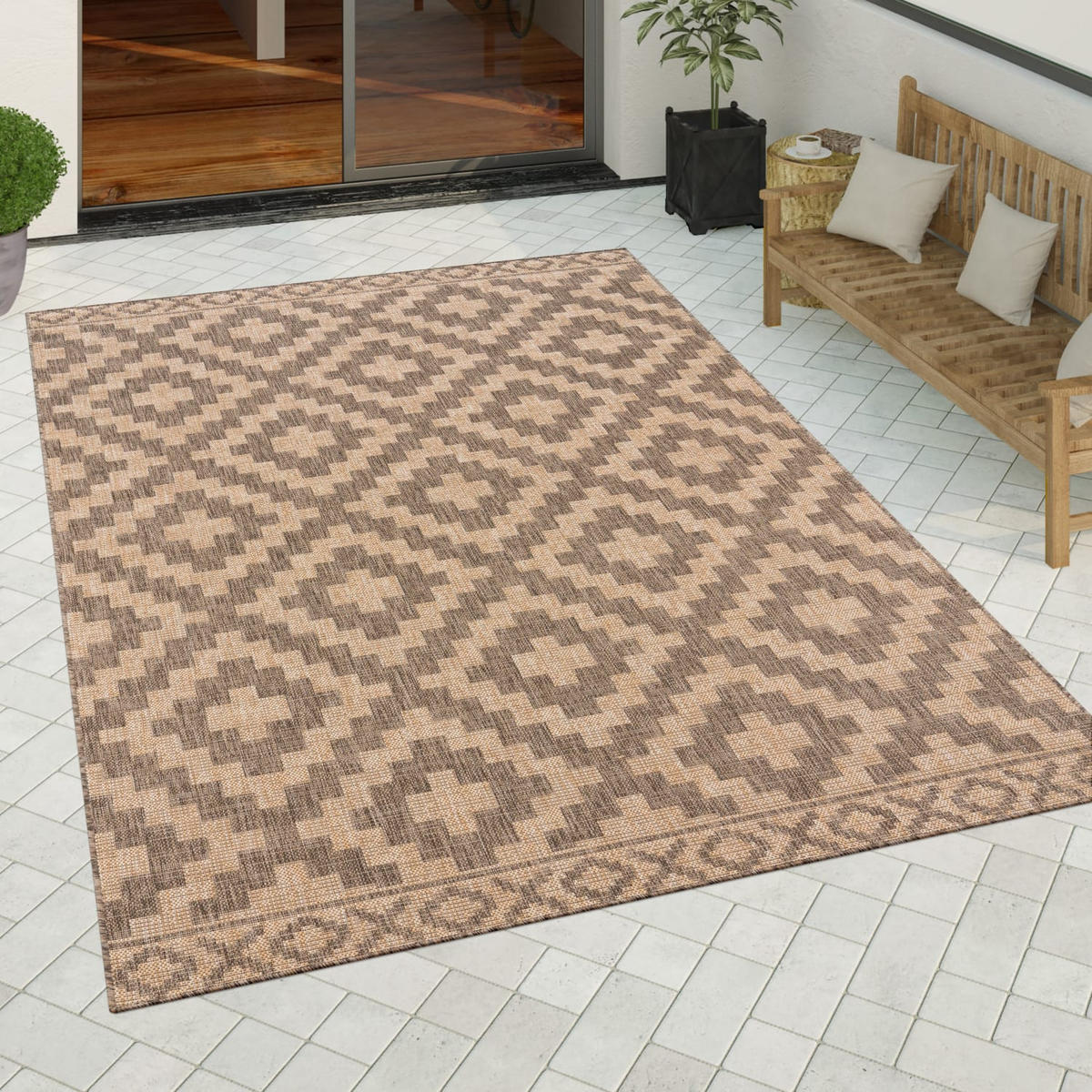 OUTDOORTEPPICH 60/100 cm Modena 222 - Beige, Kunststoff (60/100cm) - Paco Home