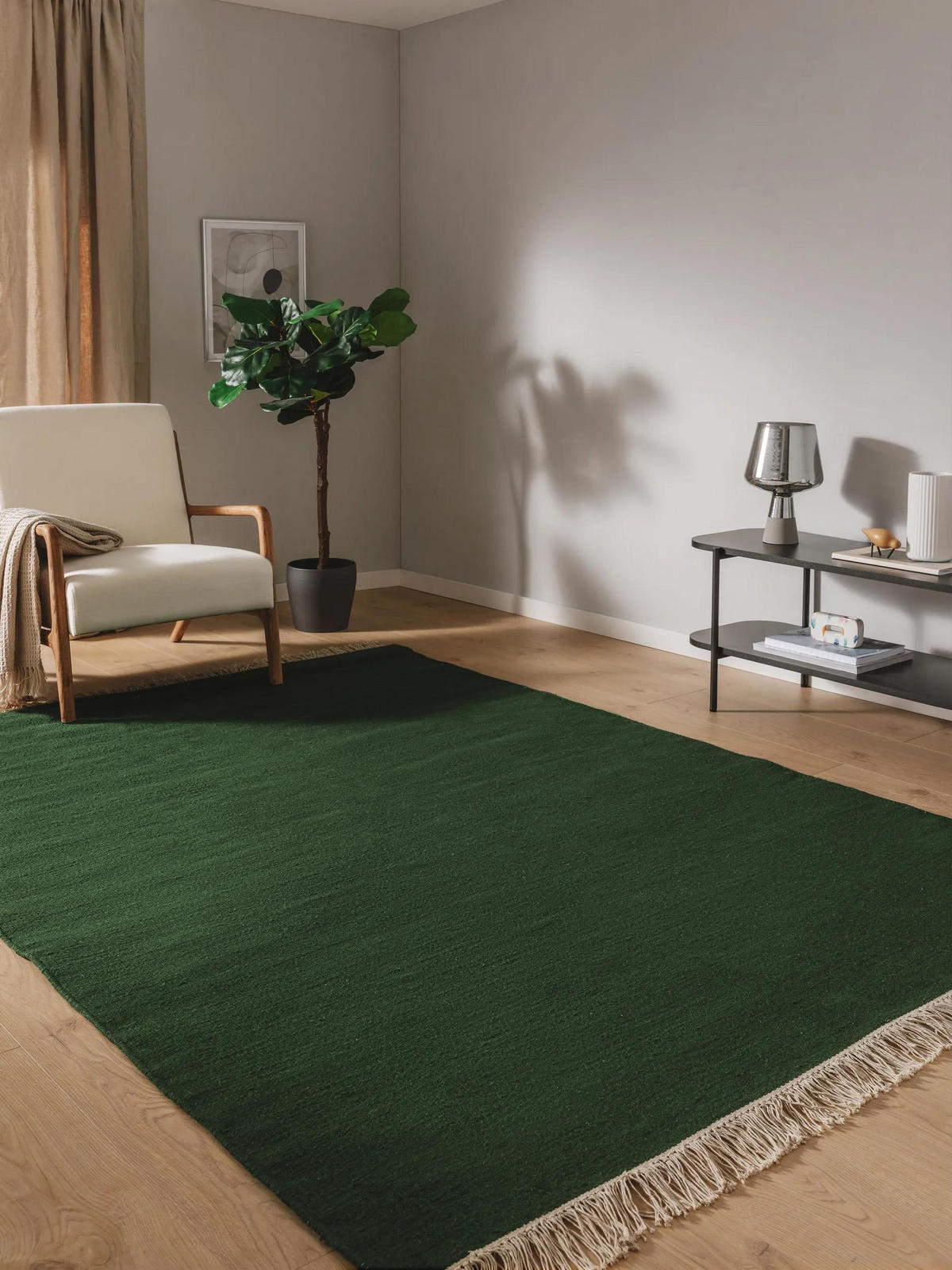 WOLLTEPPICH Liv Dunkelgrün 170x240 cm - Dunkelgrün, Textil (170/240cm) - benuta Pop