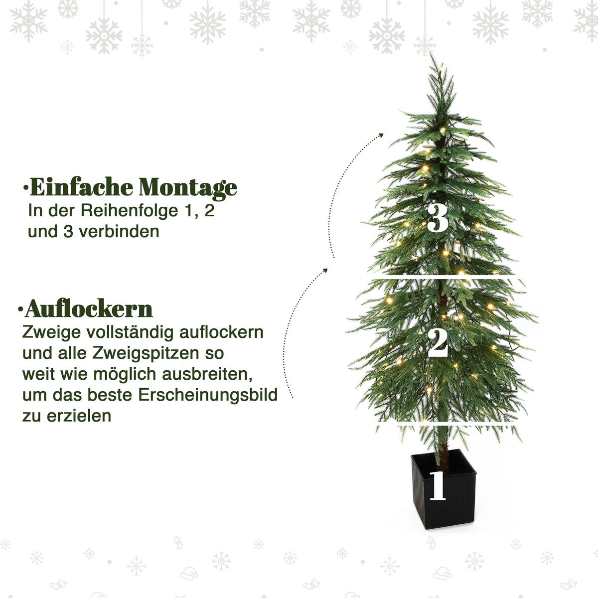 KÜNSTLICHER Weihnachtsbaum 150 cm, Norfolk-Kiefer, 8 Funktionen - Grün, Kunststoff (150cm) - Hometopia
