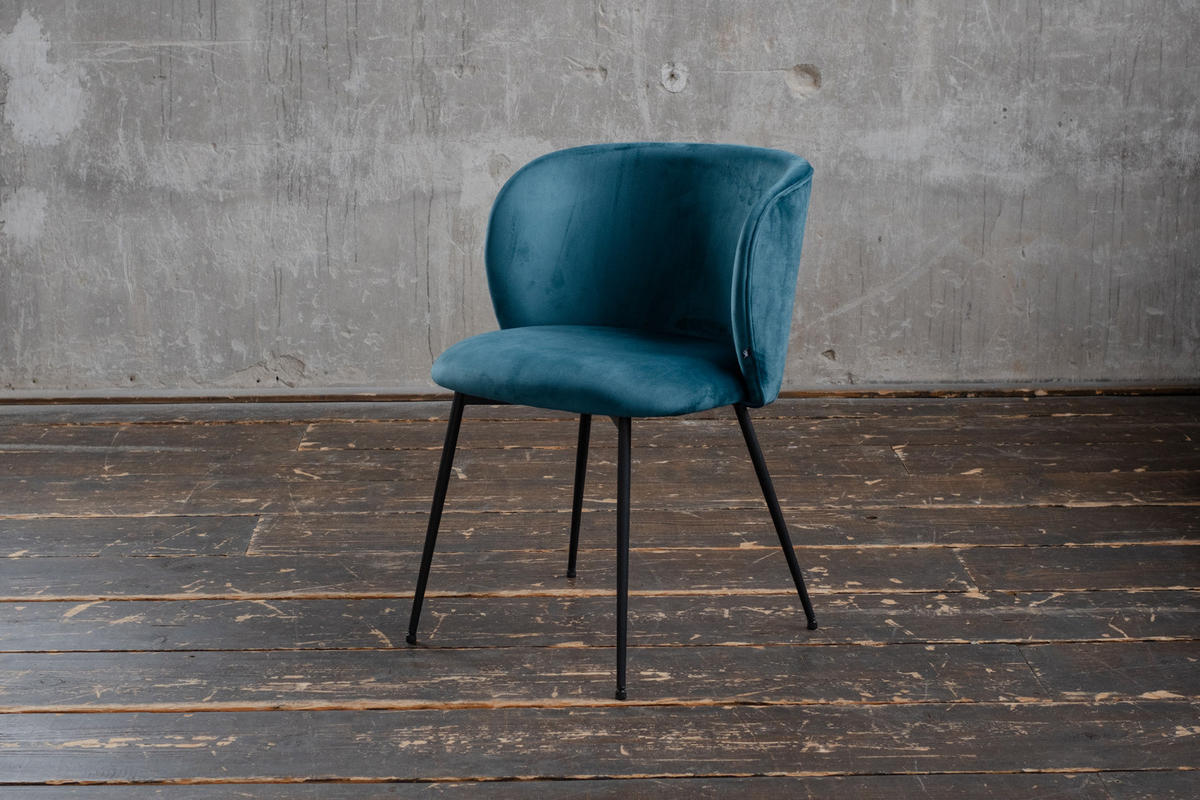 ESSZIMMERSTUHL LENA Petrol Velvet - Petrol, Textil (54/78/53cm) - KAWOLA