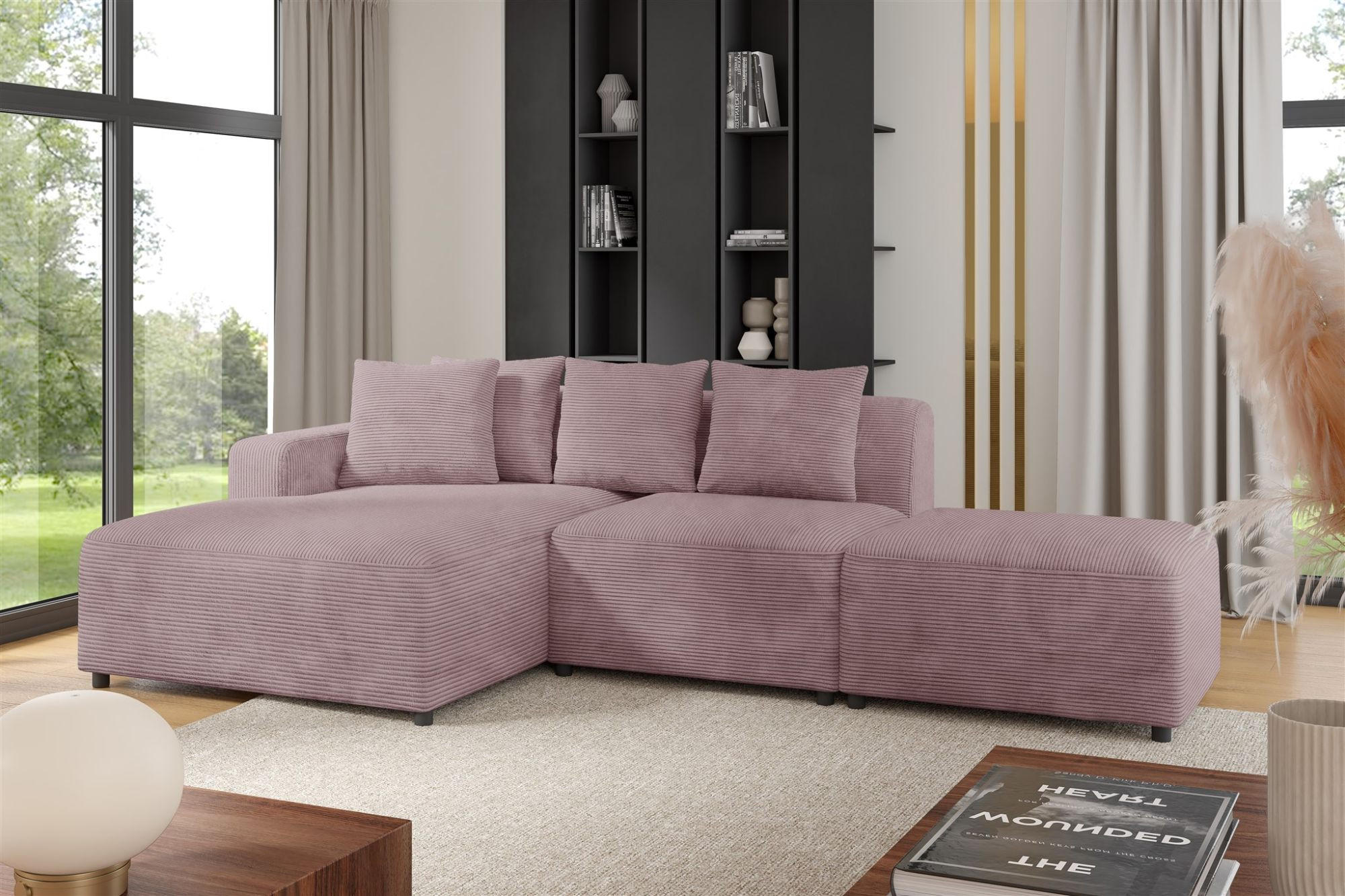 ECKSOFA Megan Xs In Poso - Altrosa, Holzwerkstoff/Textil (304/165cm) - Fun Möbel