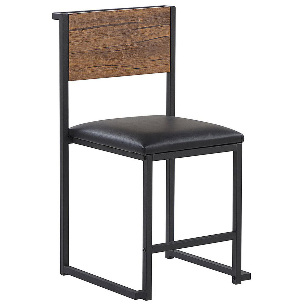 ESSGRUPPE Dunkelbraun, Schwarz Stahl 4-Sitzer 110/70 cm Burton - Dunkelbraun, Holzwerkstoff (106/76/70cm) - Beliani