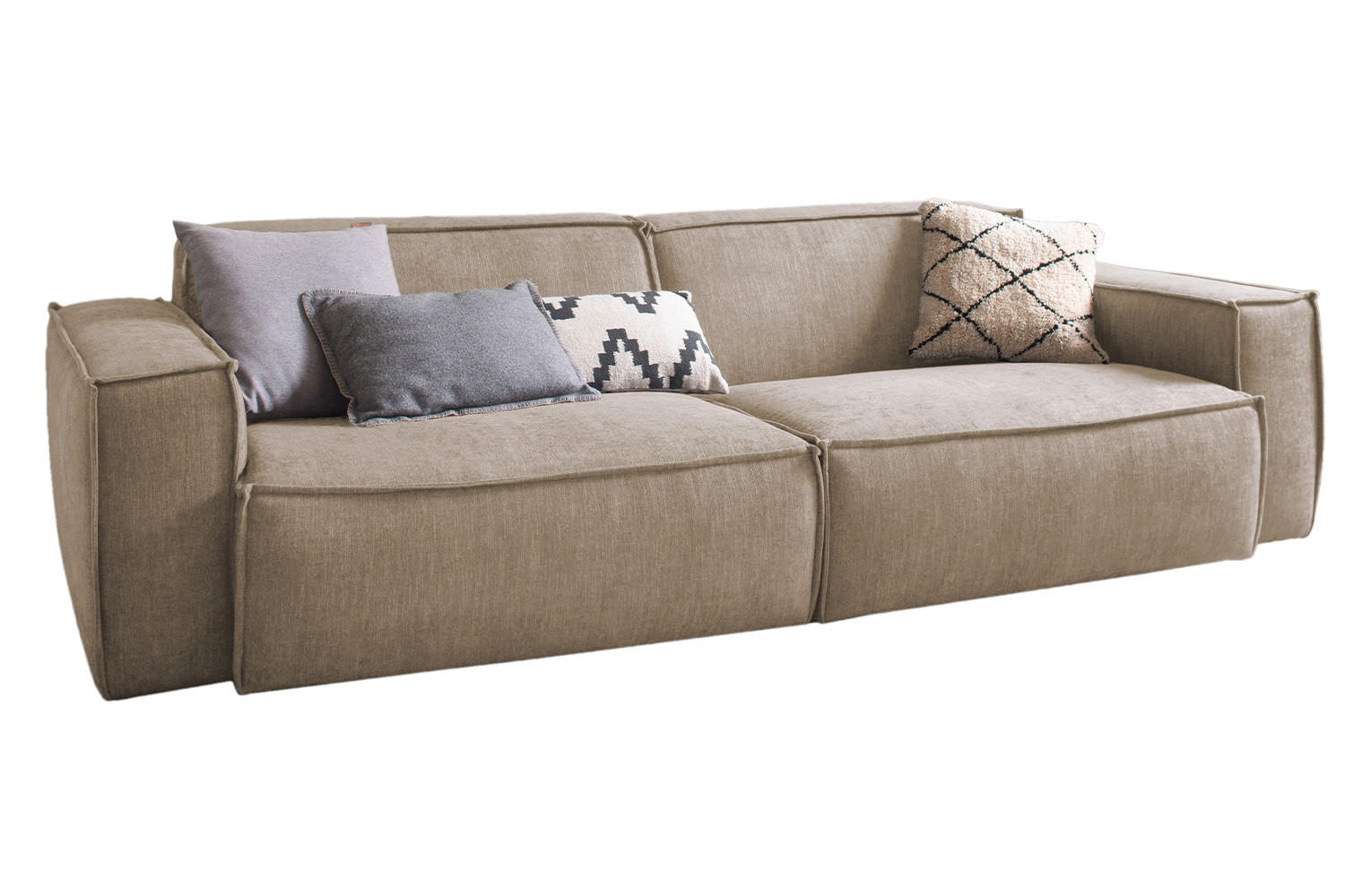 SITZGRUPPE SAMU Taupe Webstoff - Taupe/Schwarz, Kunststoff/Textil (256/72/106cm) - KAWOLA