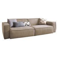 SOFA SAMU Taupe Webstoff - Taupe/Schwarz, Textil (256/72/106cm) - KAWOLA