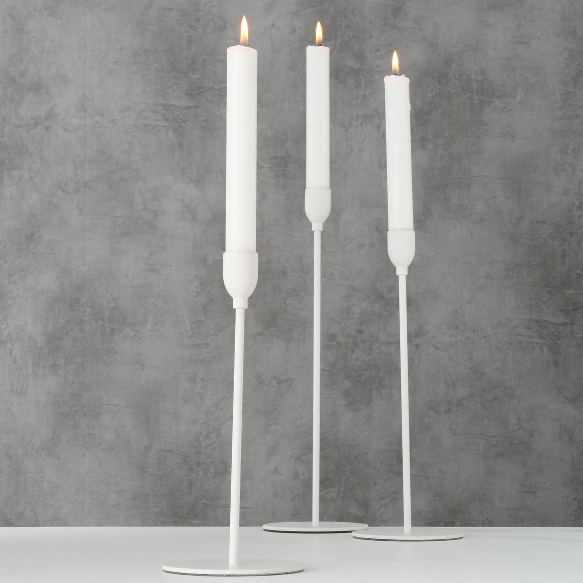 METALLKERZENHALTER 3er Set Malte - Weiß, Metall (10/33/10cm) - Boltze Home