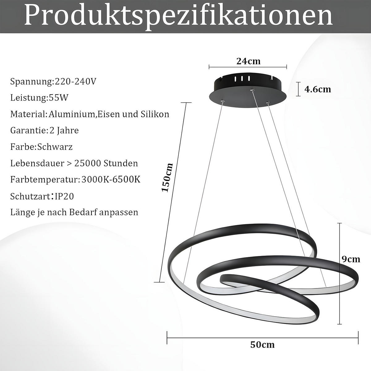 HÄNGELEUCHTE Sonne 50/50/5 cm - Schwarz, Metall (50/50/5cm) - Nettlife