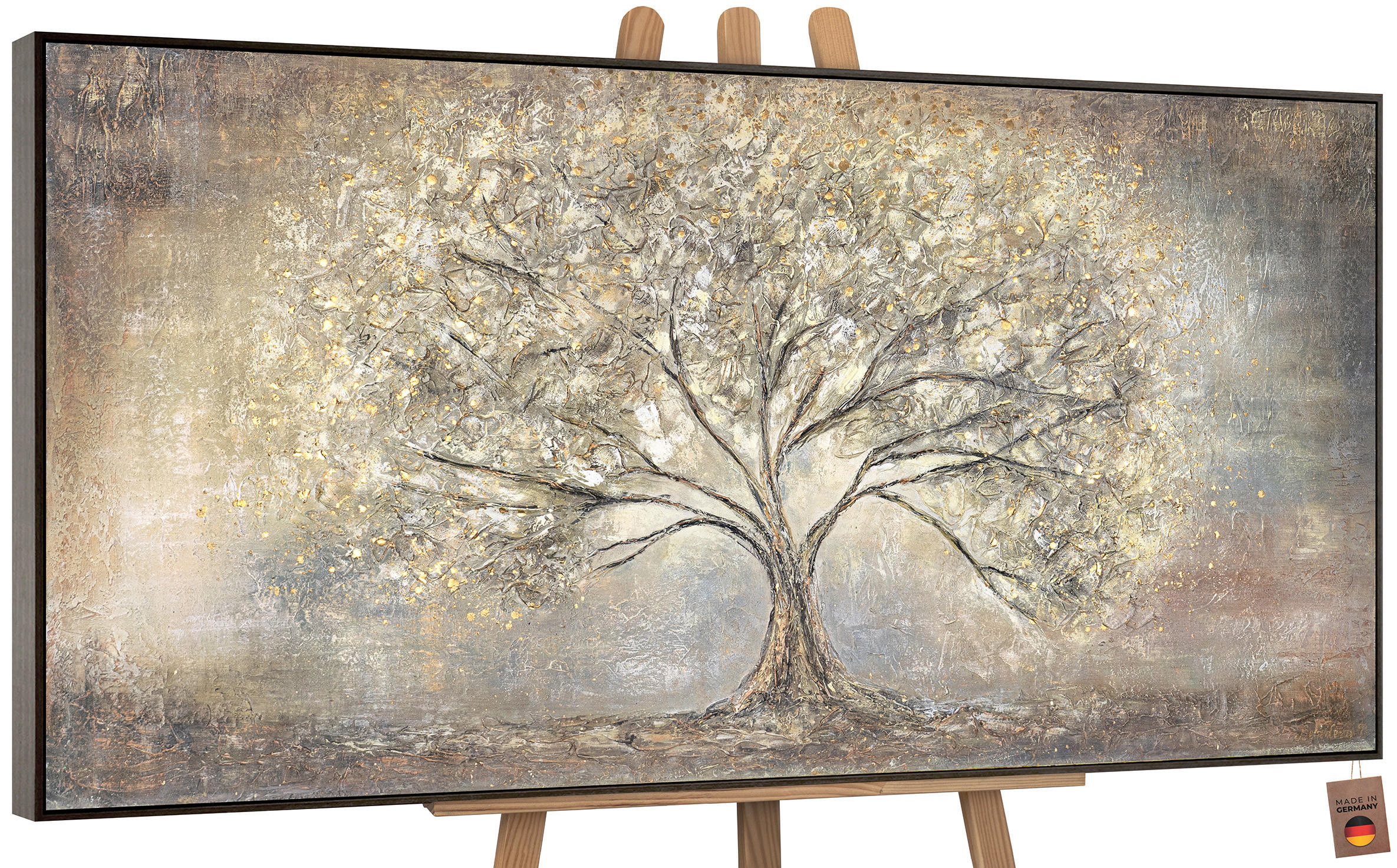 GEMÄLDE Goldbaum Schattenfugenrahmen Grau 120x60 cm - Grau, Holz (120/60cm) - YS-art gallery