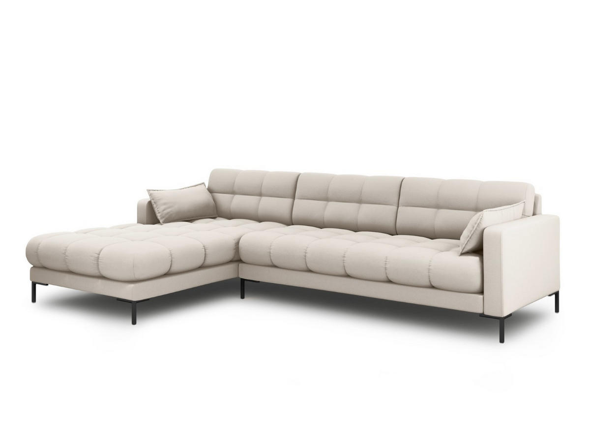 ECKSOFA links Mamaia aus strukturiertem Stoff beige 5 Sitzplätze - Beige, Textil (185/293cm) - Micadoni