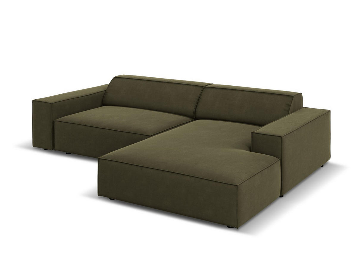MODULARES-ECKSOFA rechts Jodie aus Samt grün 3 Sitzplätze - Grün, Textil (166/224cm) - Micadoni