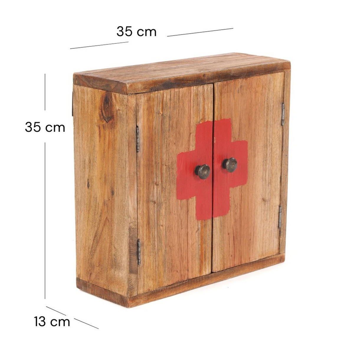 MEDIZINSCHRANK MEDIC 35 Mahagoni Massivholz 01 natur-vintage - Naturfarben, Holz (35/35/13cm) - DESIGN DELIGHTS