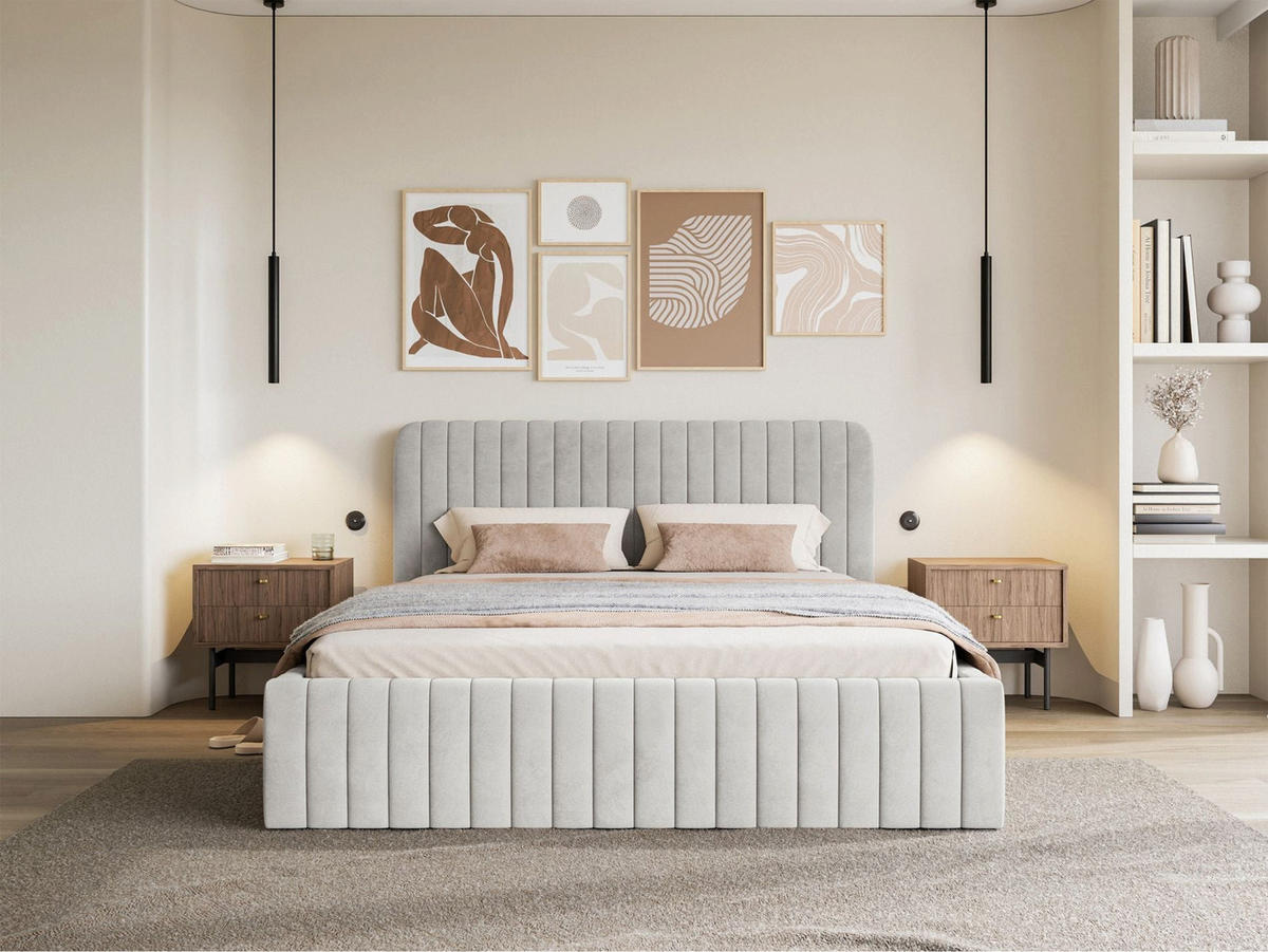 POLSTERBETT Saliano Taubengrau 160x200 cm - Grau, Holz/Textil (160/200cm) - Selsey