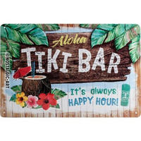 BLECHSCHILD 20/30 cm Open Bar Tiki Bar - Multicolor, Metall (30/20/0.2cm) - Nostalgic-Art