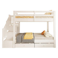 HOLZ-ETAGENBETT 140 x 200 cm mit Stauraumleiter, Weiß - Weiß, Holz (140/200cm) - FLIEKS