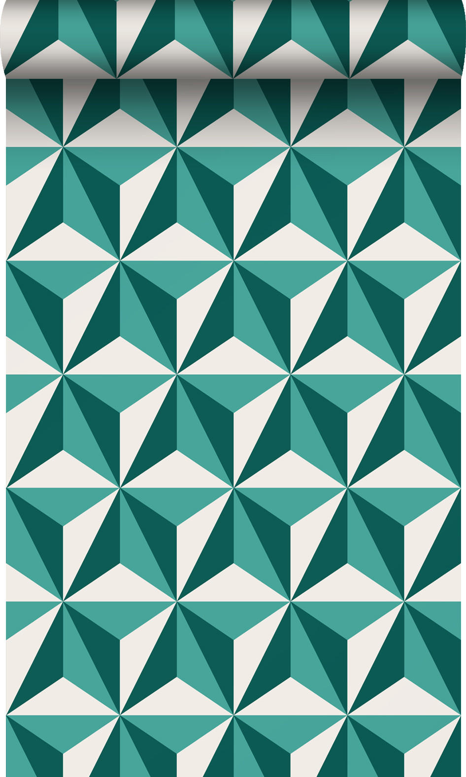 TAPETE 3D-Muster 53 cm x 10.05 m - Grün, Papier (53/1000cm) - Origin Wallcoverings