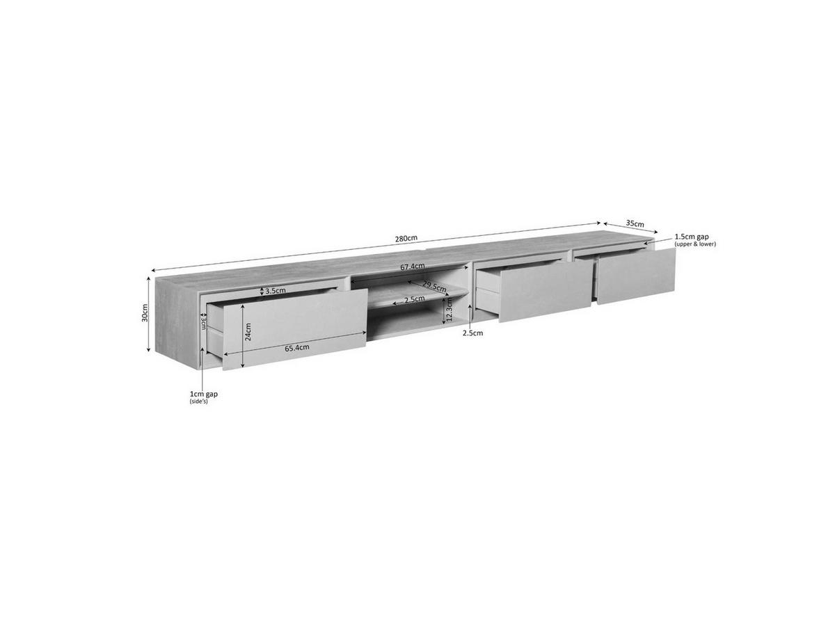 LOWBOARD Amoria Mangoholz 280 cm / 35 cm Braun - Braun, Holz (280/30/35cm) - Villa Möbel